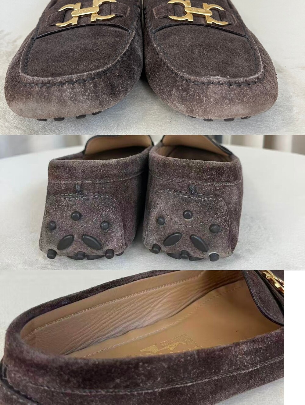 Vintage Salvatore Ferragamo Brown Suede Bit Loafers with Gold Hardware - Picture 8 of 8